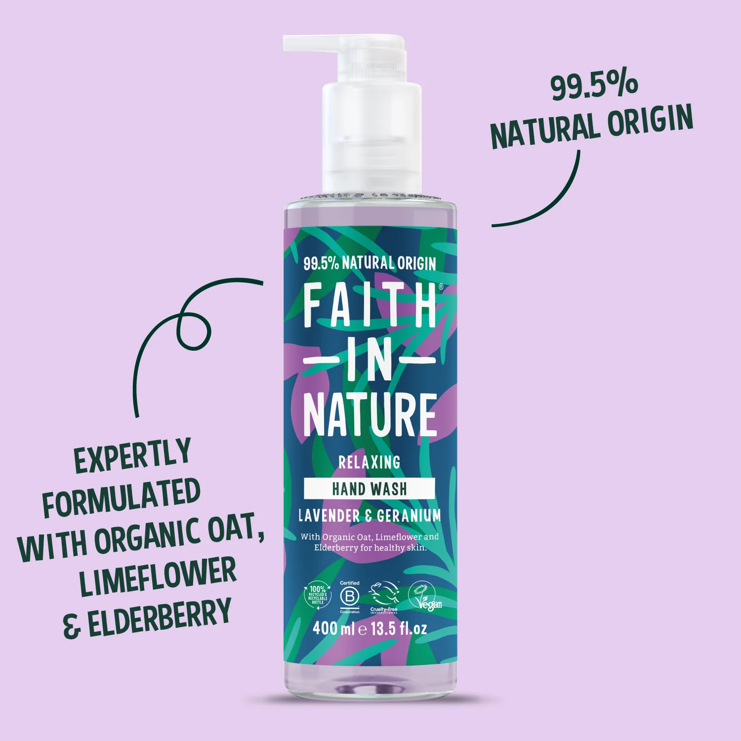 Lavender & Geranium Hand Wash - 400ml - Image 3