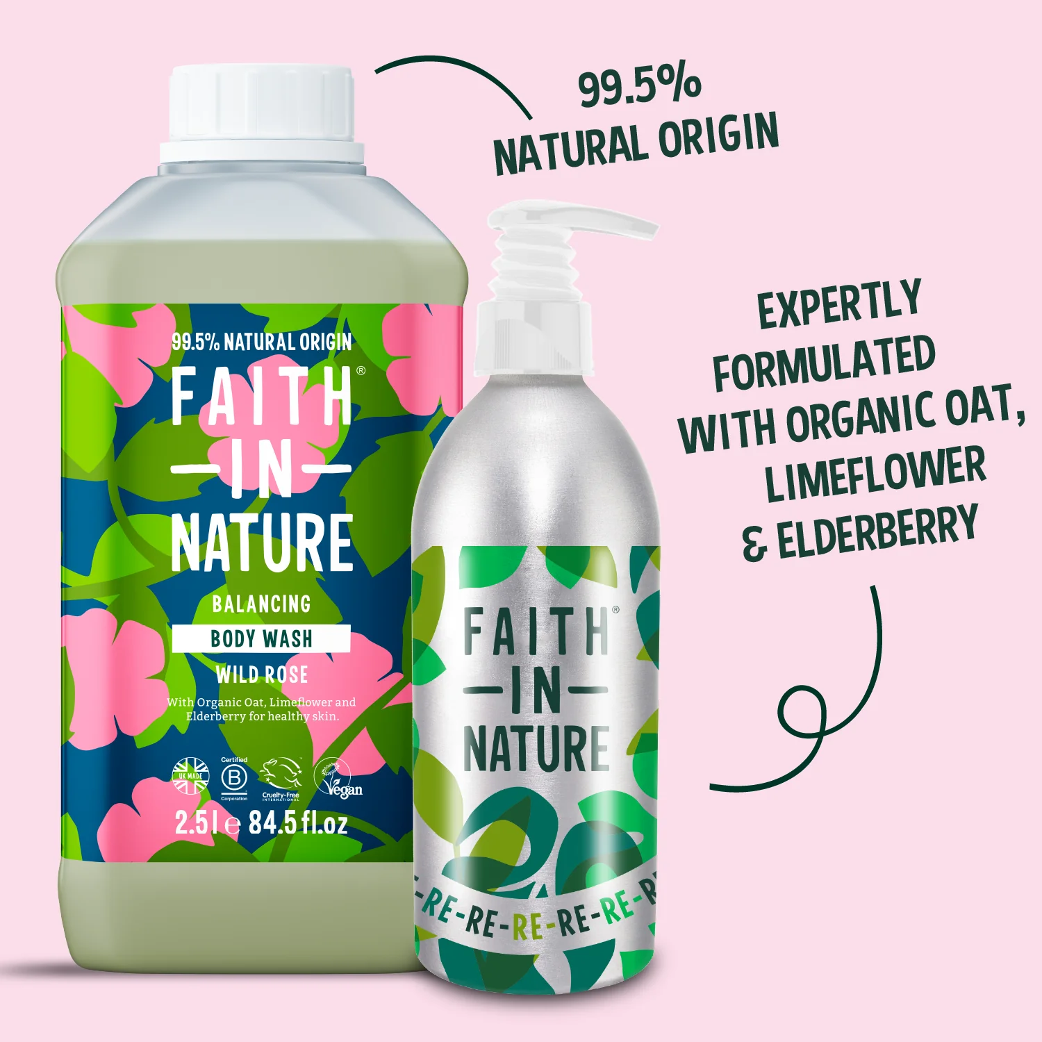 Wild Rose Body Wash 2.5L With Aluminium Refill Bottle - Image 3